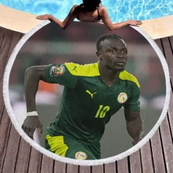 Sadio Mane Senegal elite Football Round Beach Towel 1