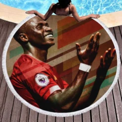 Sadio Mane consistent Football Round Beach Towel 1