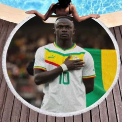 Sadio Mane enduring Football Round Beach Towel 1