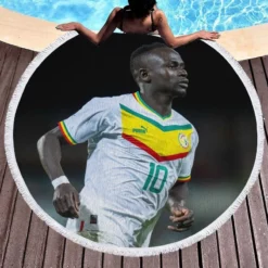 Sadio Mane ethical Football Senegal Round Beach Towel 1