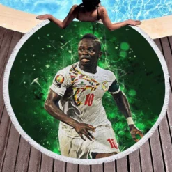 Sadio Mane fast Football Round Beach Towel 1