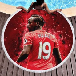 Sadio Mane fastidious Football Round Beach Towel 1