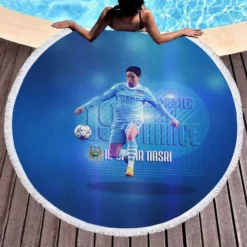 Samir Nasri Professional Footballer Round Beach Towel 1