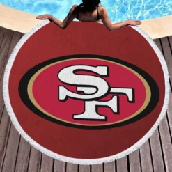 San Francisco 49ers Logo Round Beach Towel 1