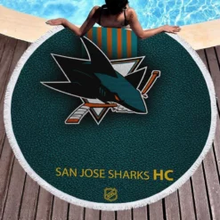 San Jose Sharks NHL Hockey Club Round Beach Towel 1