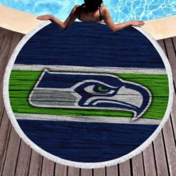 Seattle Seahawks Team Logo Round Beach Towel 1