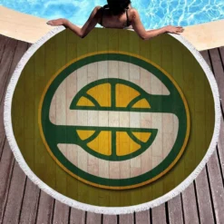 Seattle Supersonics Basketball team Round Beach Towel 1