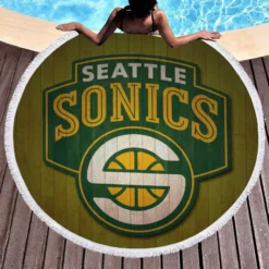 Seattle Supersonics NBA Basketball Club Round Beach Towel 1