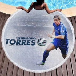 Sensational Football Player Fernando Torres Round Beach Towel 1