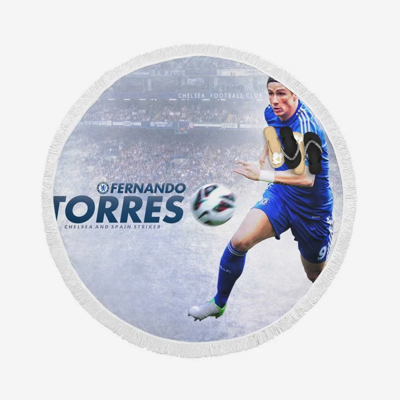 Sensational Football Player Fernando Torres Round Beach Towel