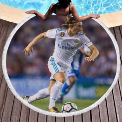 Sensational Football Player Luka Modric Round Beach Towel 1