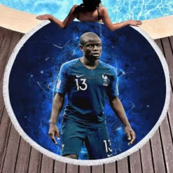 Sensational France Football Player N Golo Kante Round Beach Towel 1