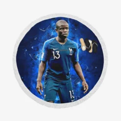 Sensational France Football Player N Golo Kante Round Beach Towel