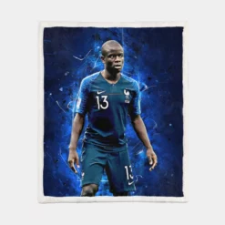 Sensational France Football Player N Golo Kante Sherpa Fleece Blanket 1