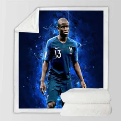 Sensational France Football Player N Golo Kante Sherpa Fleece Blanket