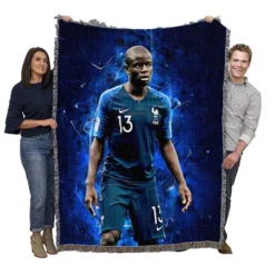 Sensational France Football Player N Golo Kante Woven Blanket