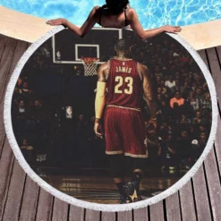 Sensational NBA Basketball Player LeBron James Round Beach Towel 1