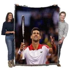 Serbian Professional Tennis Player Novak Djokovic Woven Blanket