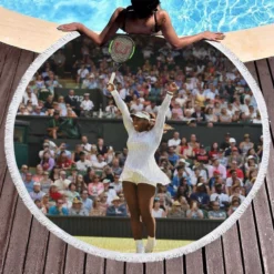 Serena Williams Excellent Tennis Player Round Beach Towel 1