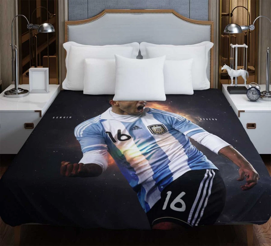 Sergio Aguero Argentina Soccer Player Duvet Cover