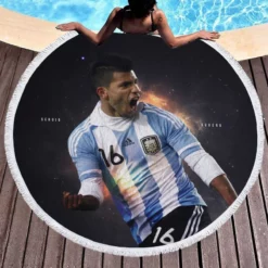 Sergio Aguero Argentina Soccer Player Round Beach Towel 1