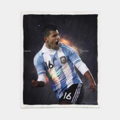 Sergio Aguero Argentina Soccer Player Sherpa Fleece Blanket 1