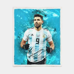 Sergio Aguero Argentina World Football Player Sherpa Fleece Blanket 1