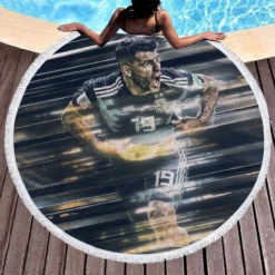 Sergio Aguero Classic Argentina Sports Player Round Beach Towel 1