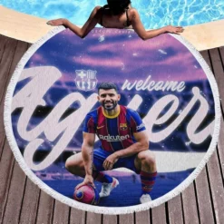 Sergio Aguero Consistent Baca Football Player Round Beach Towel 1