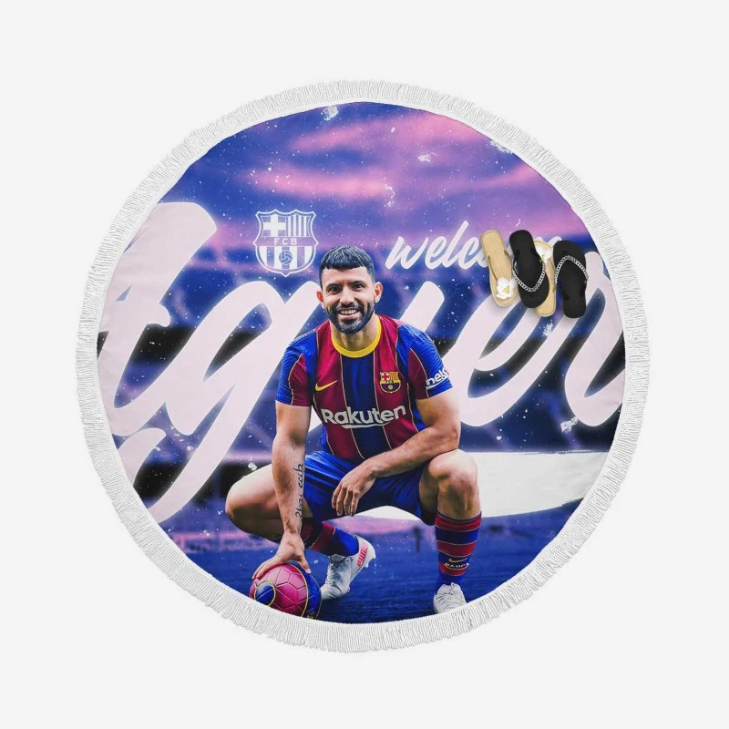 Sergio Aguero Consistent Baca Football Player Round Beach Towel