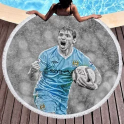 Sergio Aguero Dependable City Soccer Player Round Beach Towel 1