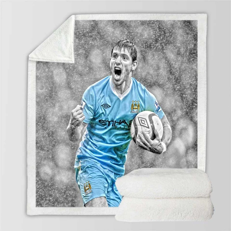 Sergio Aguero Dependable City Soccer Player Sherpa Fleece Blanket