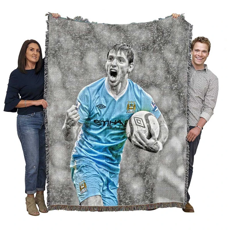 Sergio Aguero Dependable City Soccer Player Woven Blanket