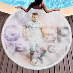 Sergio Aguero Elite Manchester City Sports Player Round Beach Towel 1