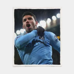 Sergio Aguero Extraordinary Football Player Sherpa Fleece Blanket 1