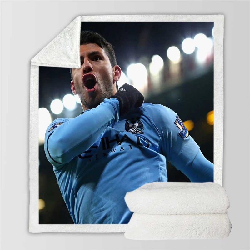 Sergio Aguero Extraordinary Football Player Sherpa Fleece Blanket