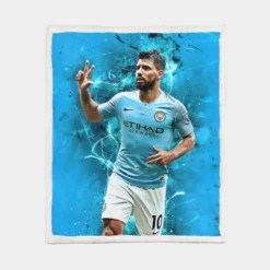 Sergio Aguero FA Community Shields Football Player Sherpa Fleece Blanket 1