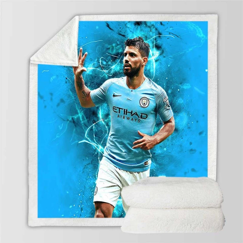 Sergio Aguero FA Community Shields Football Player Sherpa Fleece Blanket