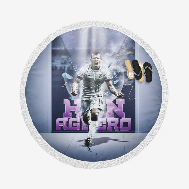 Sergio Aguero FA Cup Football Player Round Beach Towel