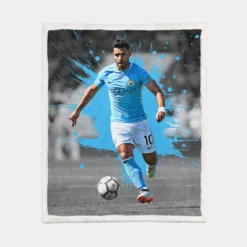 Sergio Aguero Goal Driven Soccer Player Sherpa Fleece Blanket 1