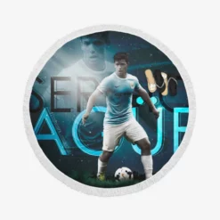 Sergio Aguero Manchester City Club Round Beach Towel