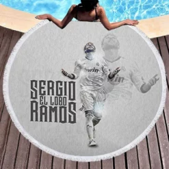 Sergio Ramos Copa Eva Duarte Footballer Round Beach Towel 1