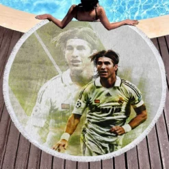 Sergio Ramos Copa de la Liga Soccer Player Round Beach Towel 1