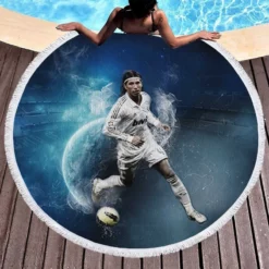 Sergio Ramos Copa del Rey Sports Player Round Beach Towel 1