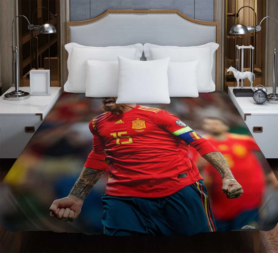 Sergio Ramos Motivational Football Player Duvet Cover