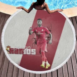 Sergio Ramos Popular Footballer Round Beach Towel 1