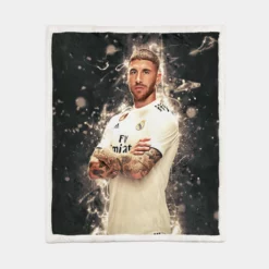 Sergio Ramos Powerful Soccer Player Sherpa Fleece Blanket 1