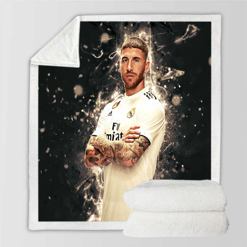 Sergio Ramos Powerful Soccer Player Sherpa Fleece Blanket