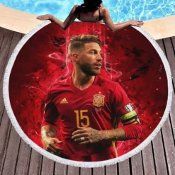 Sergio Ramos Professional Spanish Footballer Round Beach Towel 1