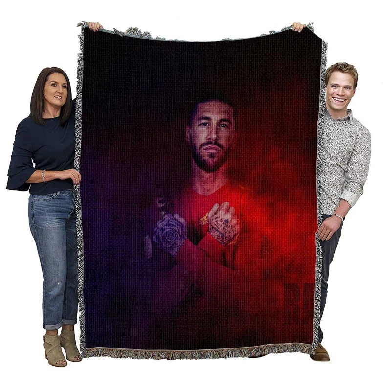 Sergio Ramos Spanish Pro Sports Player Woven Blanket